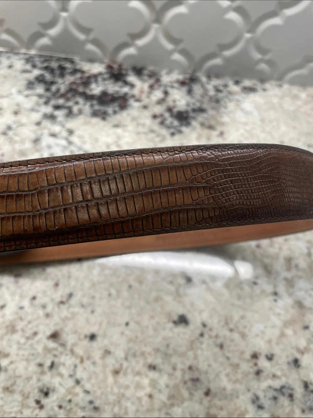 Brighton Brown Textured Leather Belt with Gold Buckle
